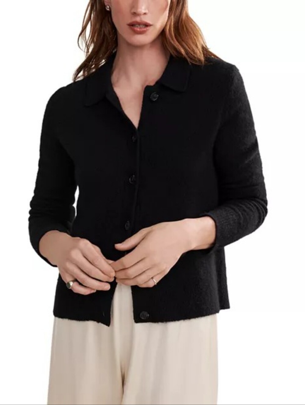 Jenni Kayne Murphy Collared Cardigan Sweater Medium Black NWT